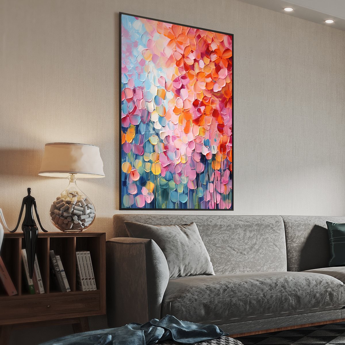 BLOOMING RHAPSODY: Textured Impasto Floral Oil Painting - Image 4