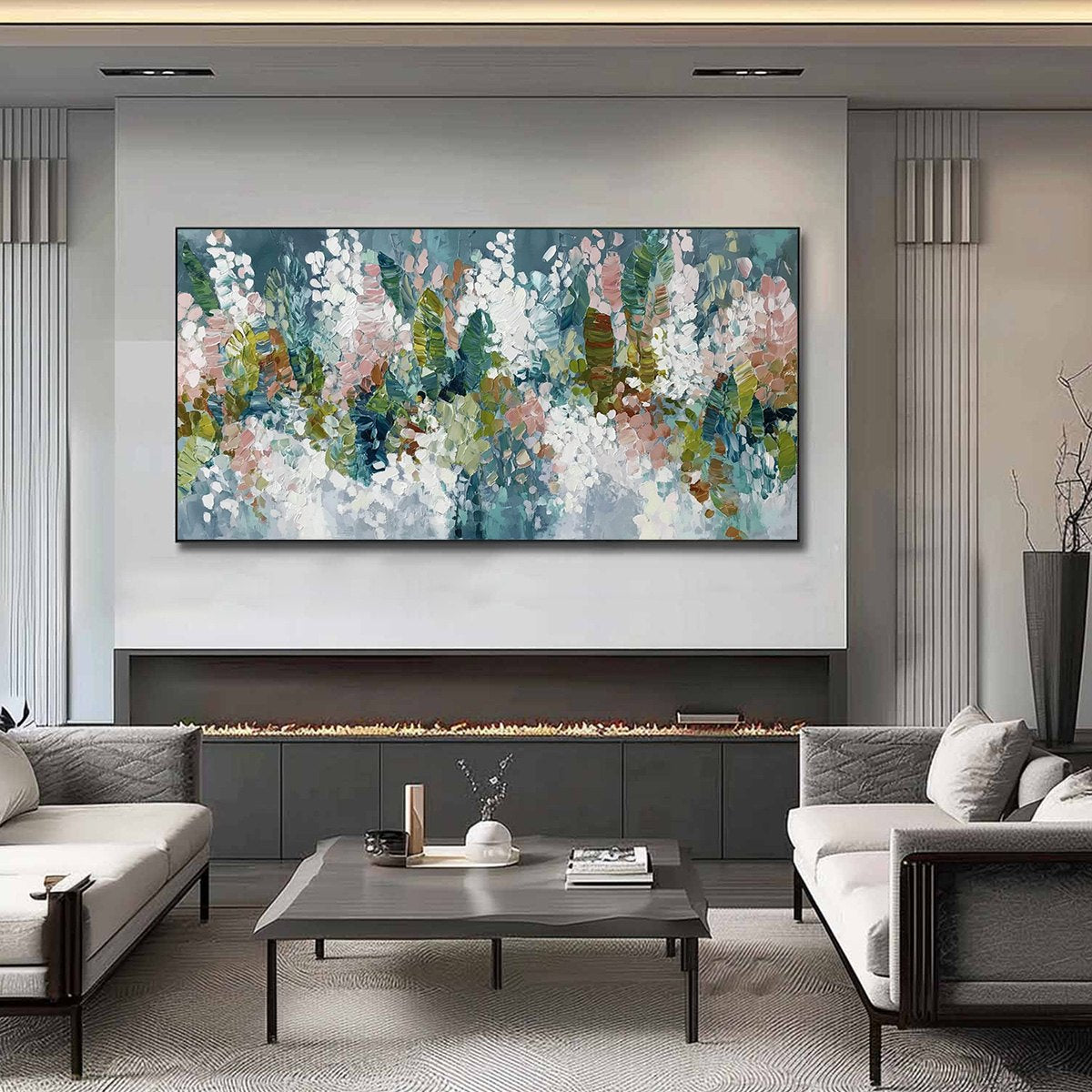 BLOSSOM REVERIE: Textured Abstract Floral Impasto Oil Painting - Image 2