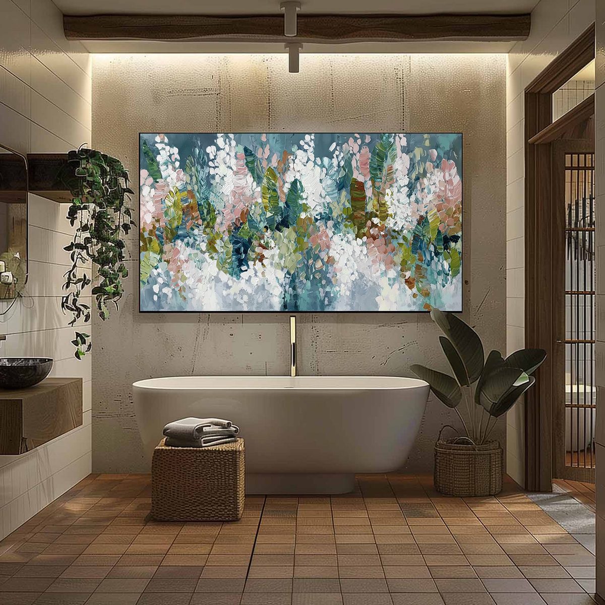 BLOSSOM REVERIE: Textured Abstract Floral Impasto Oil Painting - Image 6