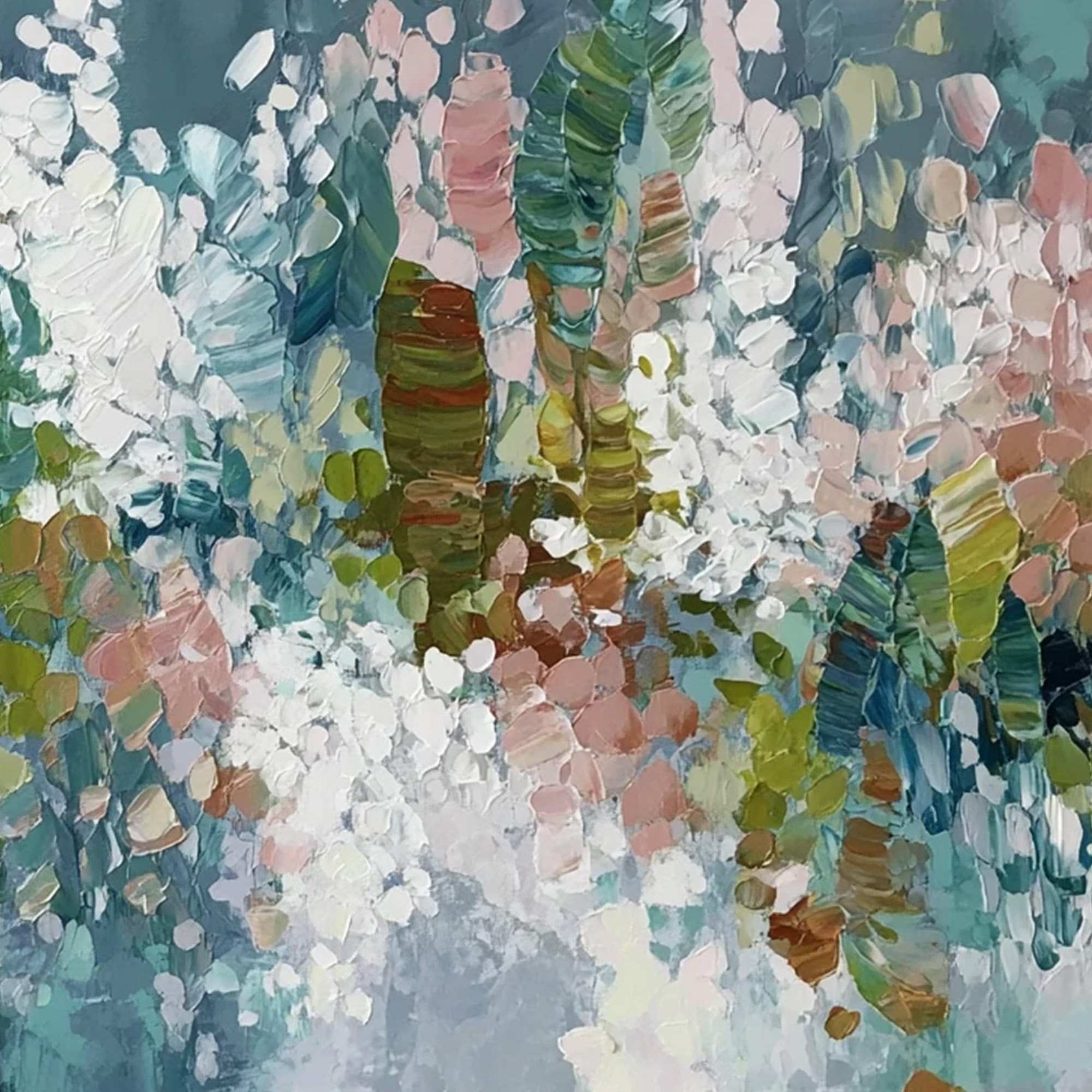 BLOSSOM REVERIE: Textured Abstract Floral Impasto Oil Painting - Image 5