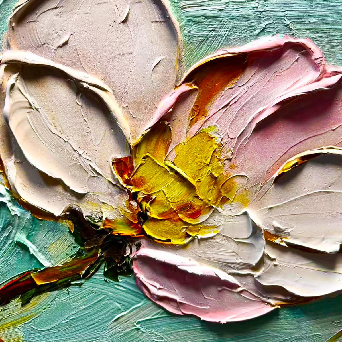 Ready to Ship | BLOSSOM SERENADE: Textured Impasto Floral Oil Painting - Image 5