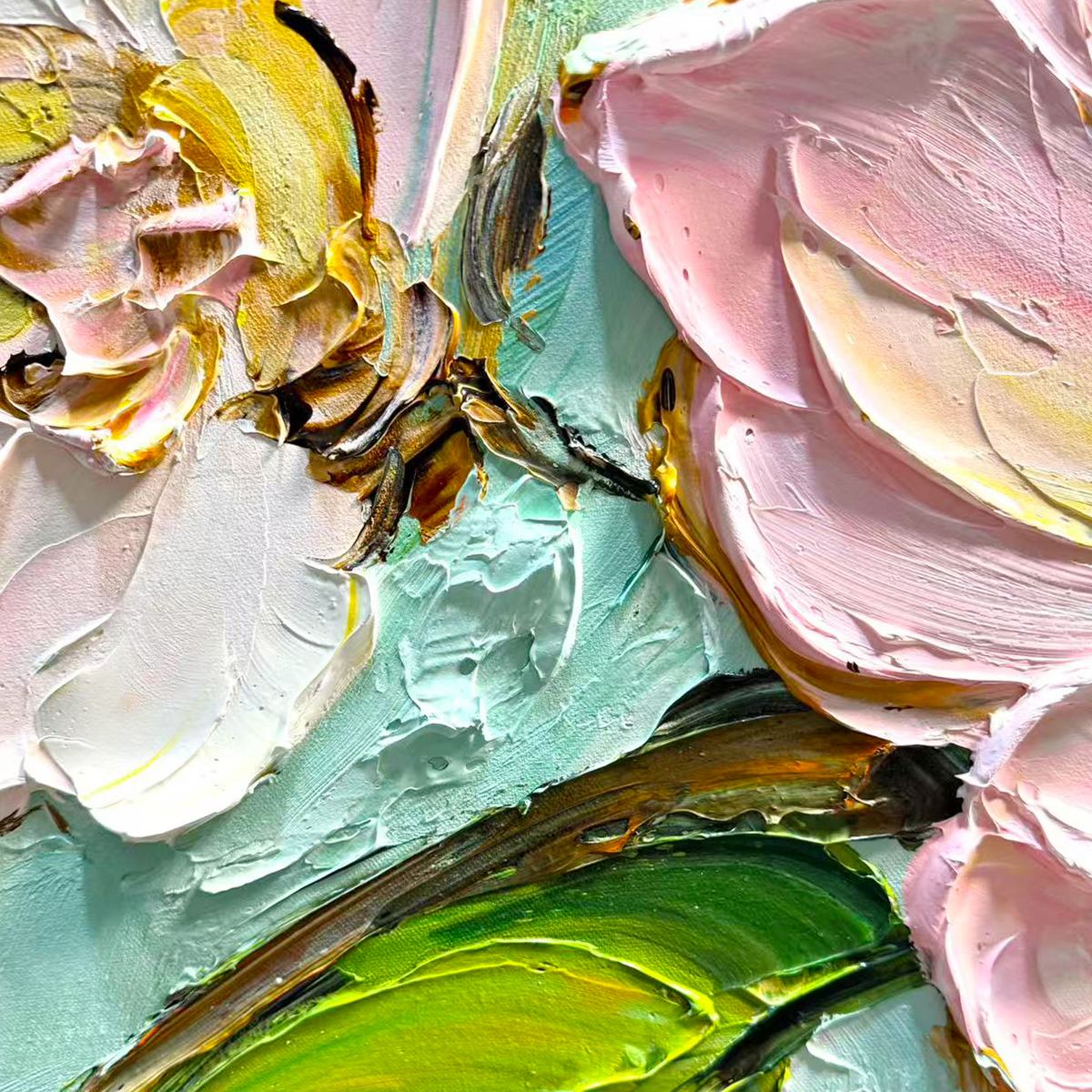 Ready to Ship | BLOSSOM SERENADE: Textured Impasto Floral Oil Painting - Image 2