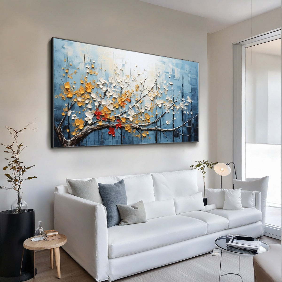 BLOSSOMING BRANCH: Textured Floral Oil Painting - Image 5
