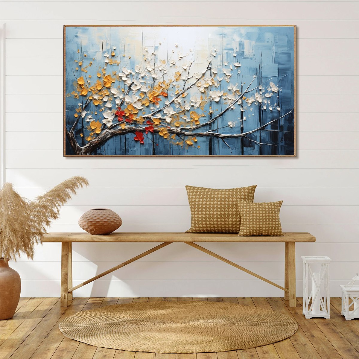 BLOSSOMING BRANCH: Textured Floral Oil Painting - Image 4