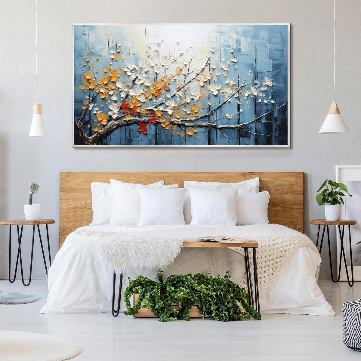 BLOSSOMING BRANCH: Textured Floral Oil Painting - Image 7