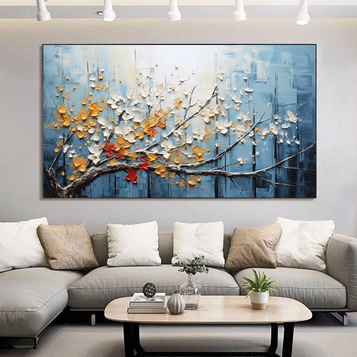 BLOSSOMING BRANCH: Textured Floral Oil Painting - Image 2