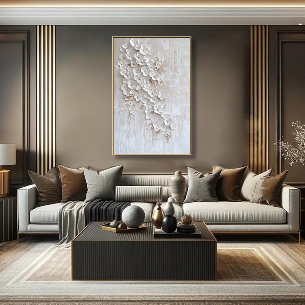 BLOSSOM CASCADE: Textured Wabi Sabi 3D Flower Painting - Image 8