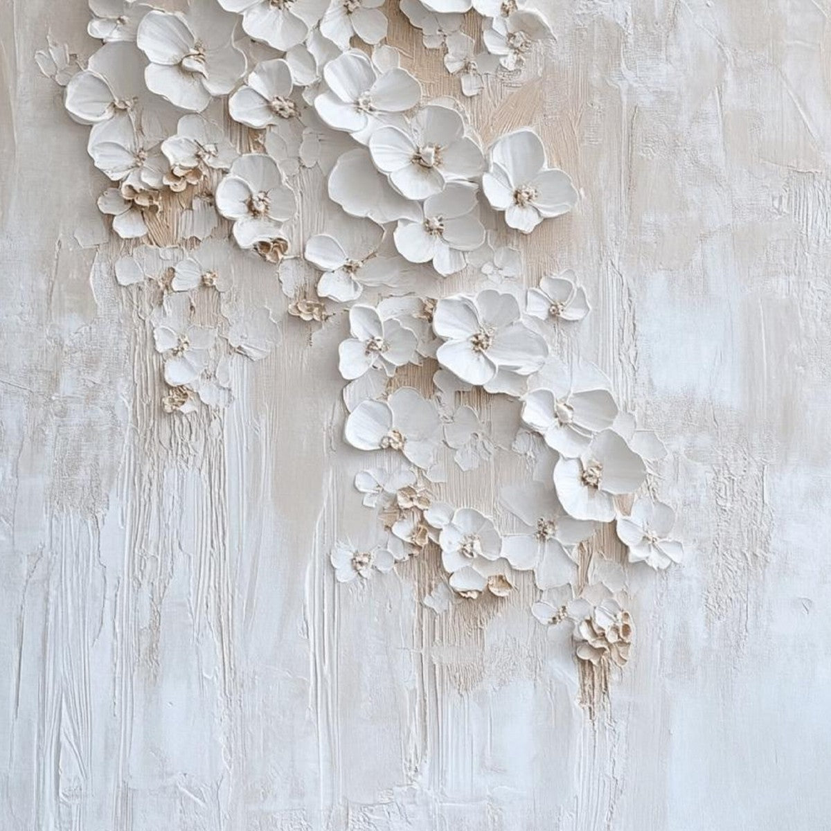 BLOSSOM CASCADE: Textured Wabi Sabi 3D Flower Painting - Image 6