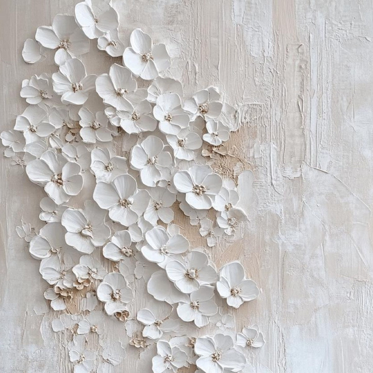 BLOSSOM CASCADE: Textured Wabi Sabi 3D Flower Painting - Image 3