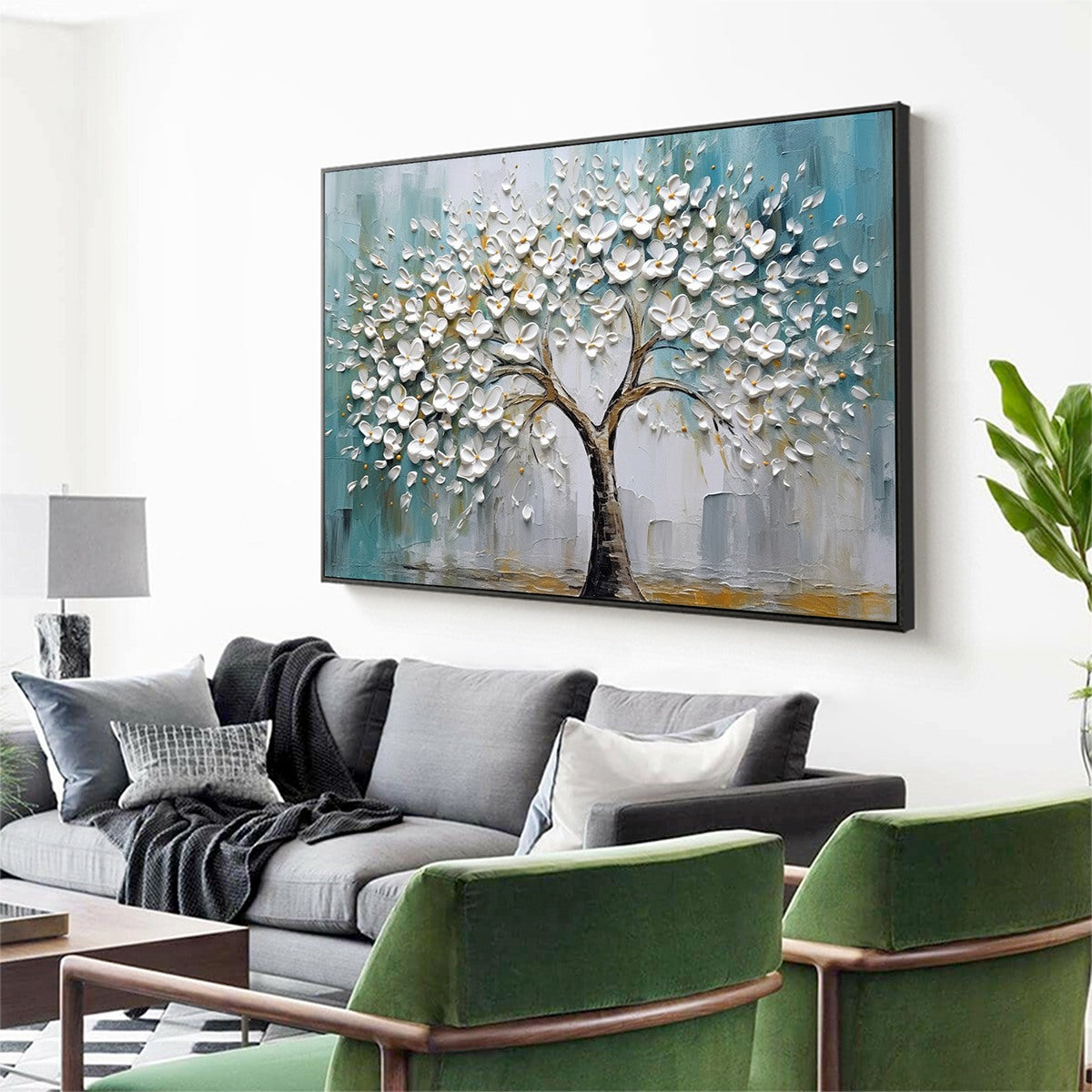 BLOSSOM DREAM: White Floral Impasto Oil Painting - Image 4
