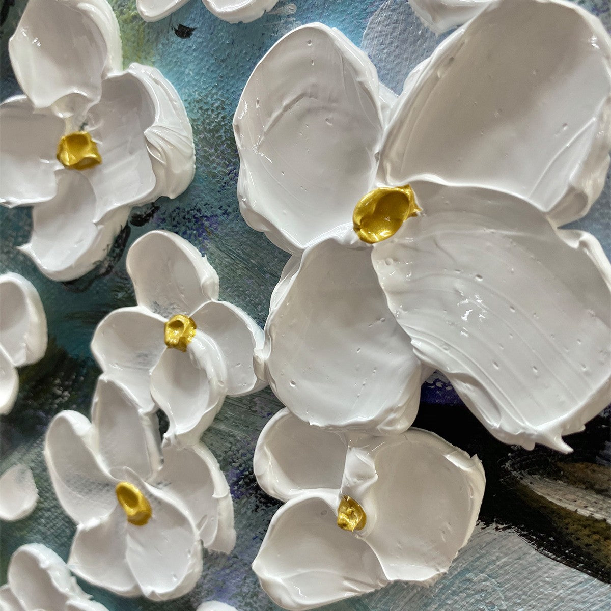 BLOSSOM DREAM: White Floral Impasto Oil Painting - Image 5
