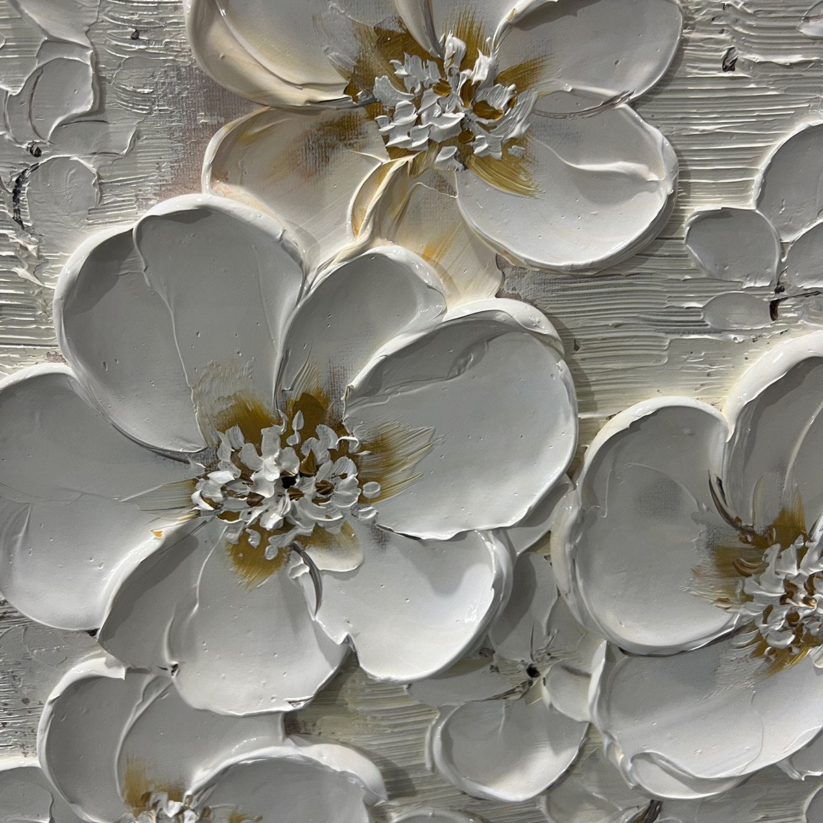 BLOSSOM SERENADE: Textured Floral Oil Painting - Image 3