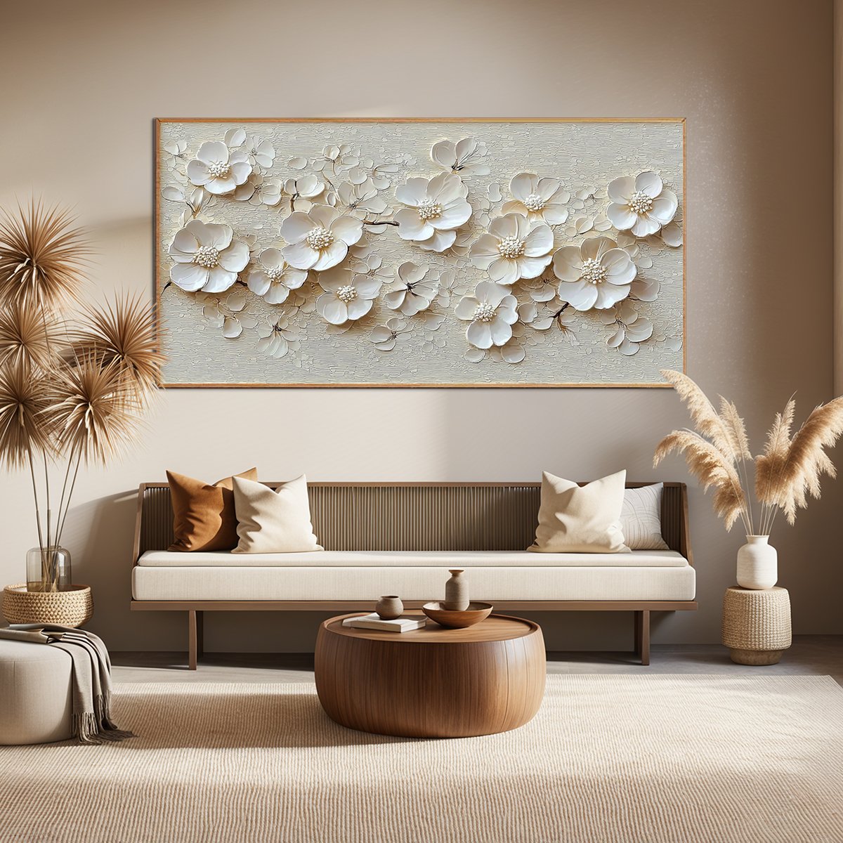 BLOSSOM SERENADE: Textured Floral Oil Painting - Image 7