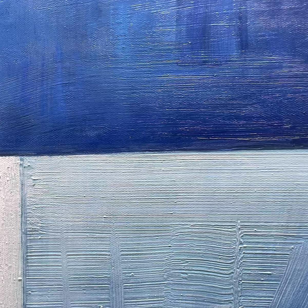 BLUE HARMONY: Minimalist Geometric Abstract Acrylic Painting - Image 3