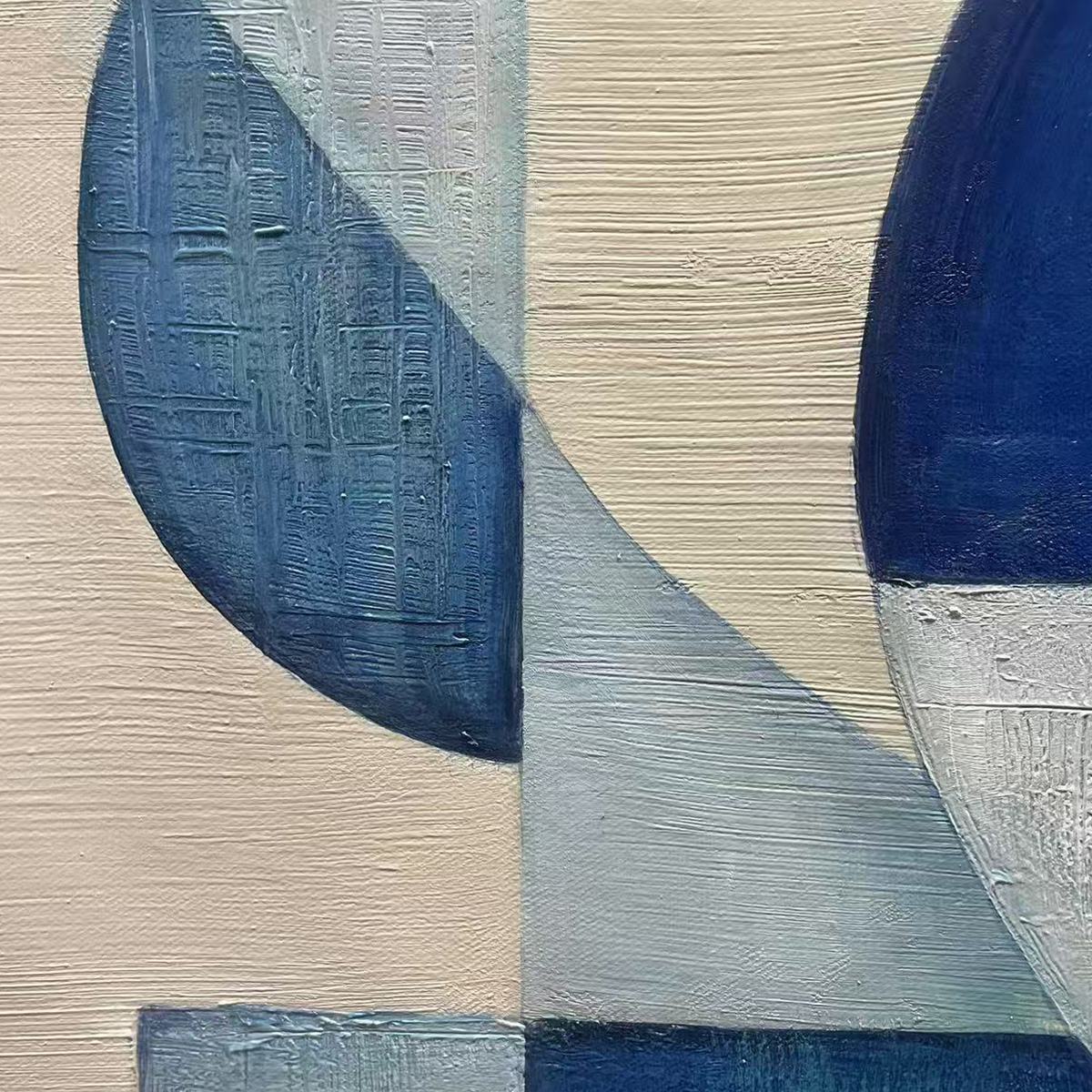 BLUE HARMONY: Minimalist Geometric Abstract Acrylic Painting - Image 6