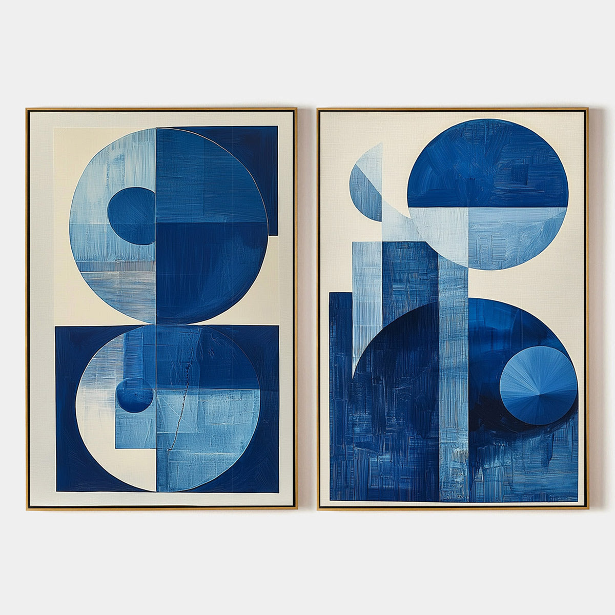 BLUE HARMONY: Minimalist Geometric Abstract Acrylic Painting