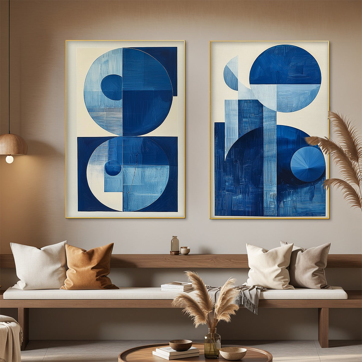 BLUE HARMONY: Minimalist Geometric Abstract Acrylic Painting - Image 5