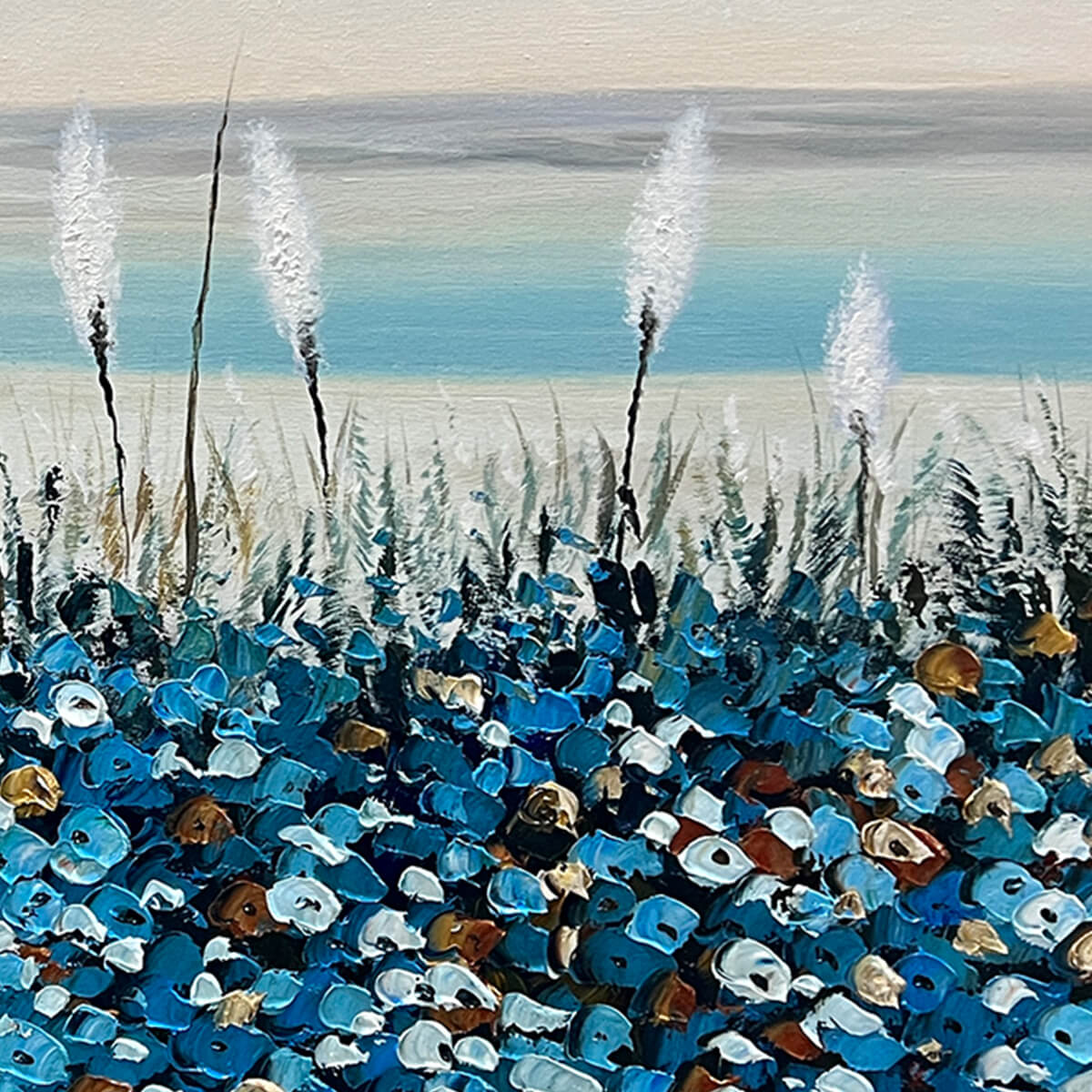 BLUE DUNES: Coastal Landscape Painting with Blue Flowers - Image 5