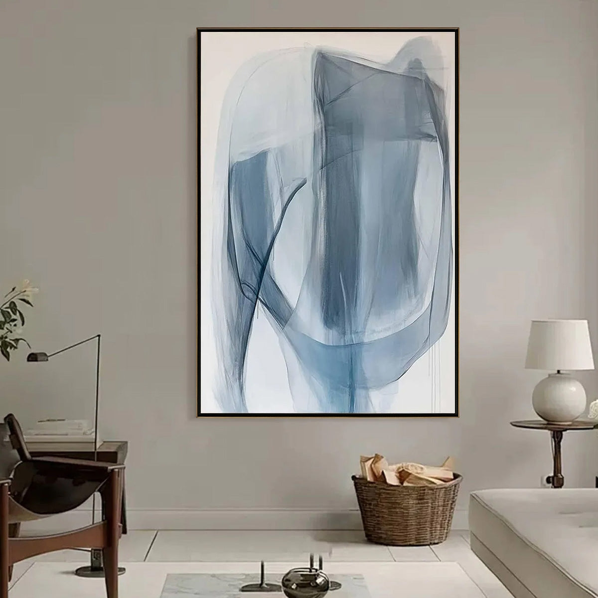 BLUE WHISPERS: Abstract Minimalist Oil Painting - Image 2