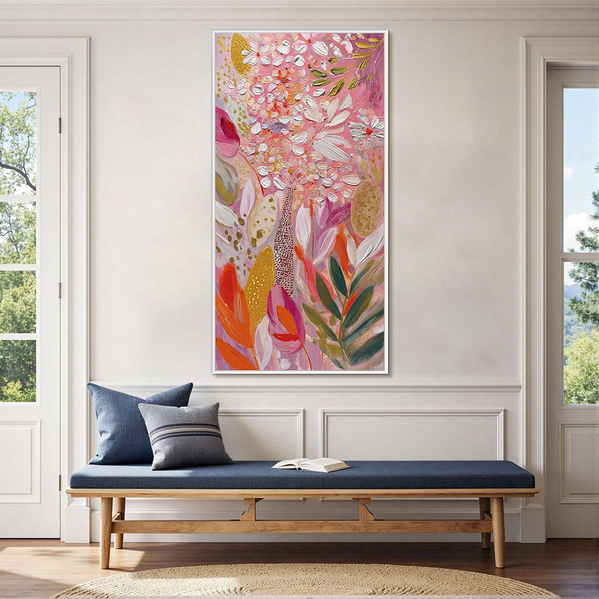 BLUSHING BLOOM: Textured Floral Impasto Oil Painting - Image 7