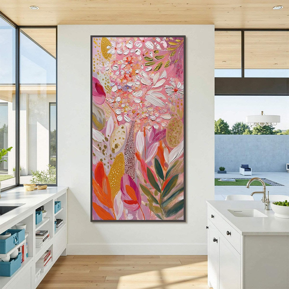 BLUSHING BLOOM: Textured Floral Impasto Oil Painting - Image 2