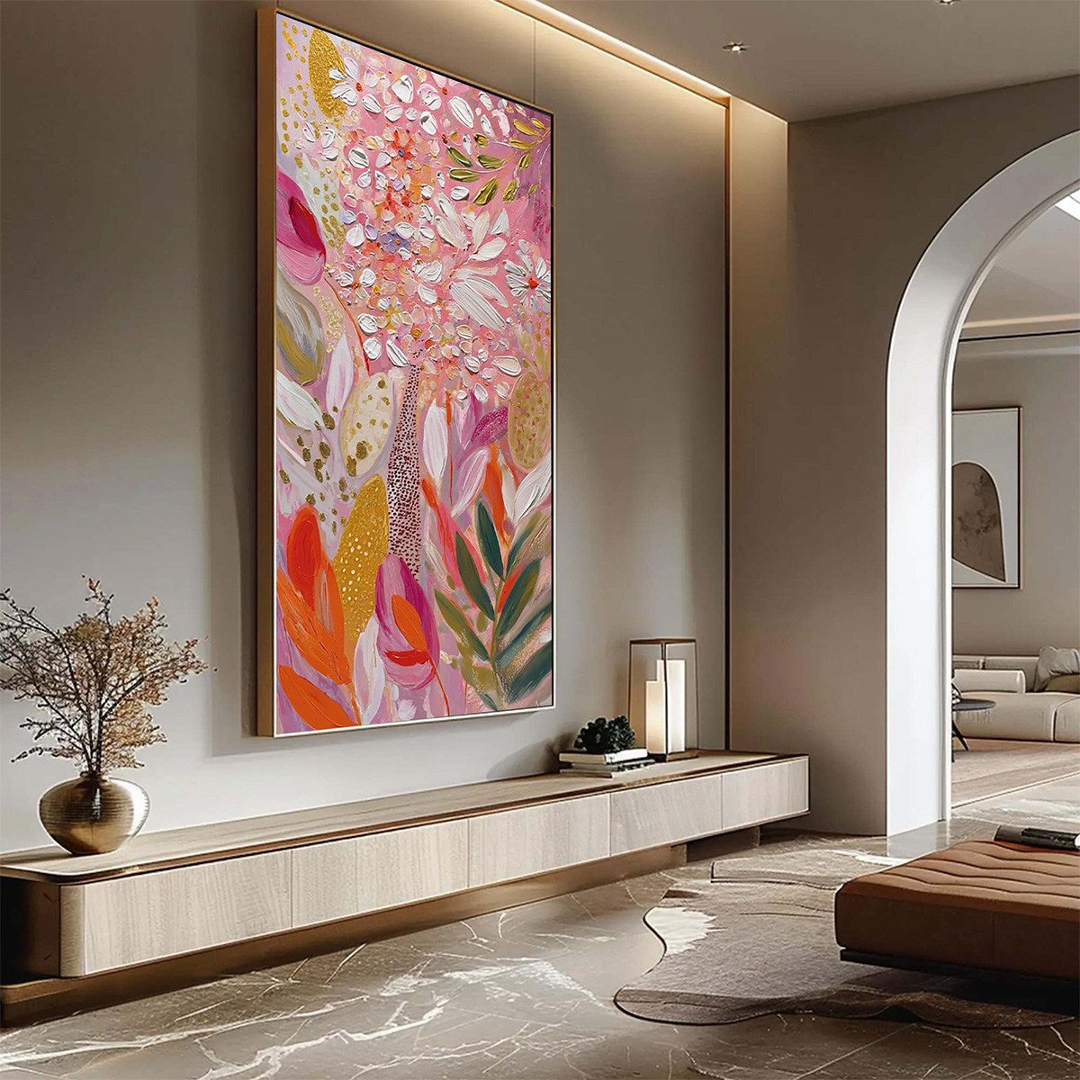 BLUSHING BLOOM: Textured Floral Impasto Oil Painting - Image 5