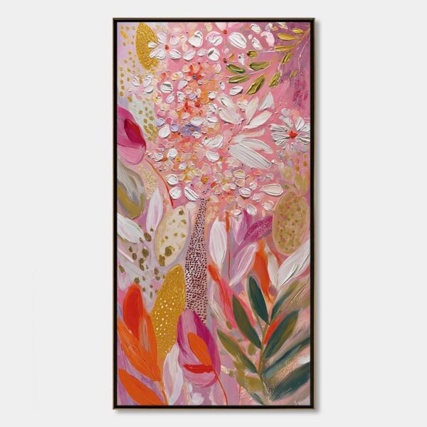 BLUSHING BLOOM: Textured Floral Impasto Oil Painting