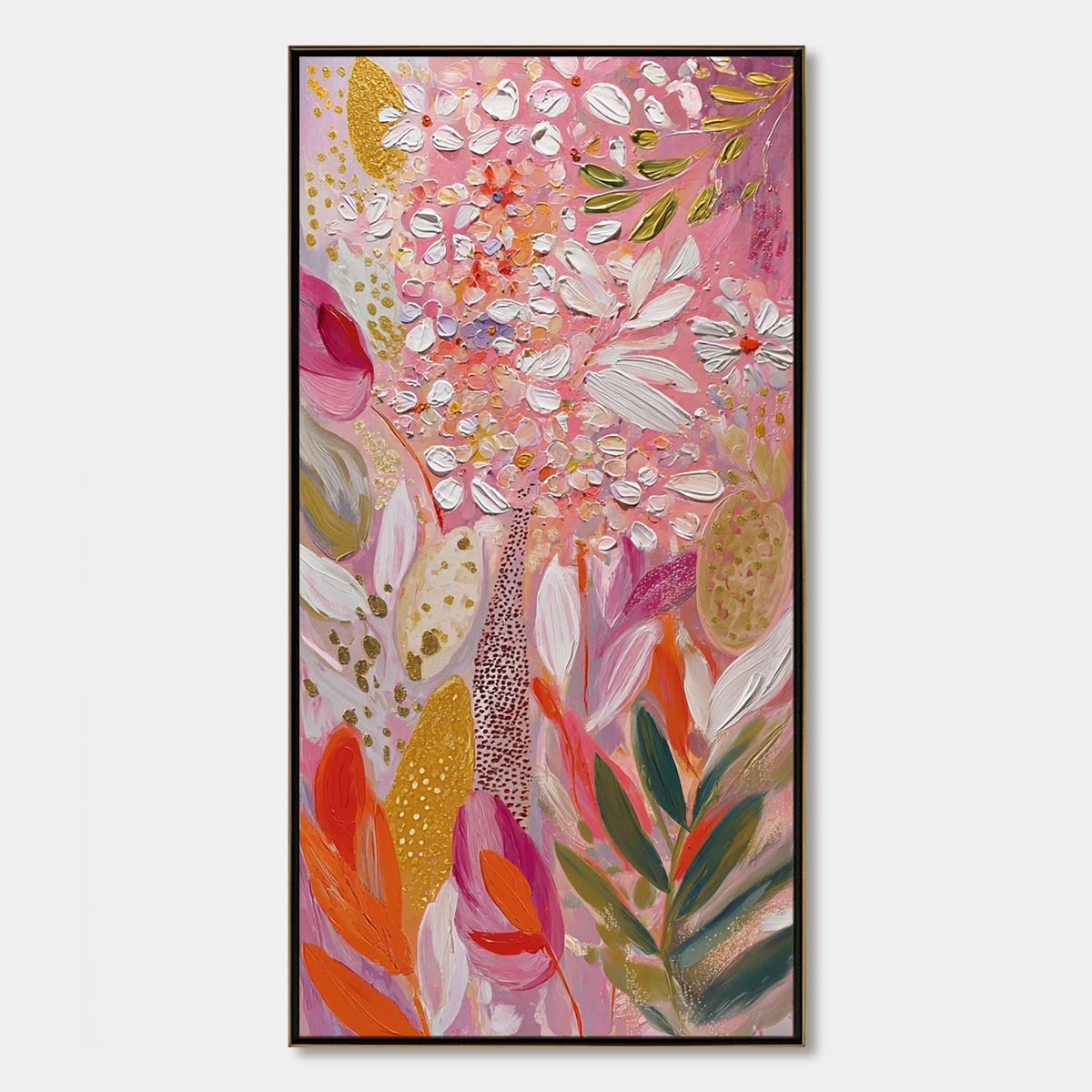 BLUSHING BLOOM: Textured Floral Impasto Oil Painting