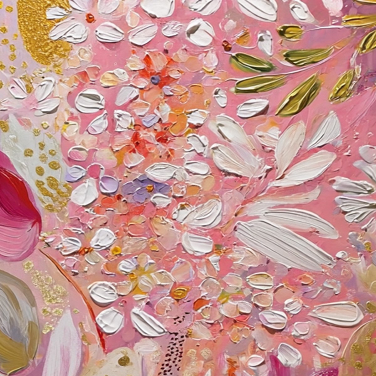 BLUSHING BLOOM: Textured Floral Impasto Oil Painting - Image 6