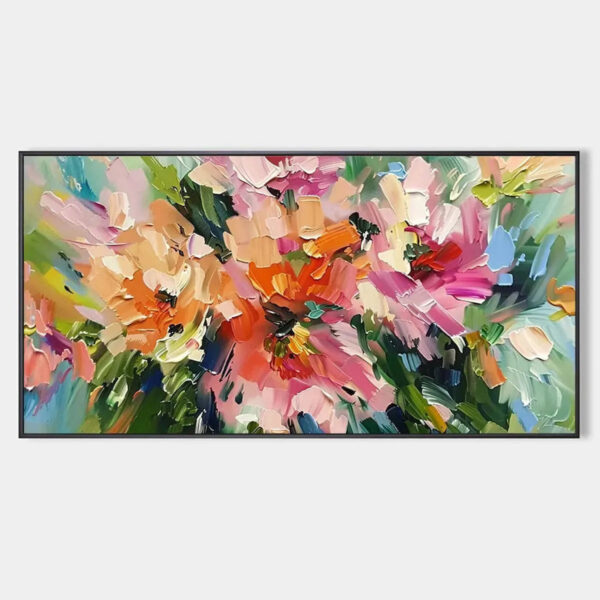 BLUSHING BLOOMS: Textured Impasto Floral Painting in Pink and Orange