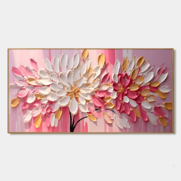 BLUSHING BLOOMS: Textured Impasto Floral Oil Painting
