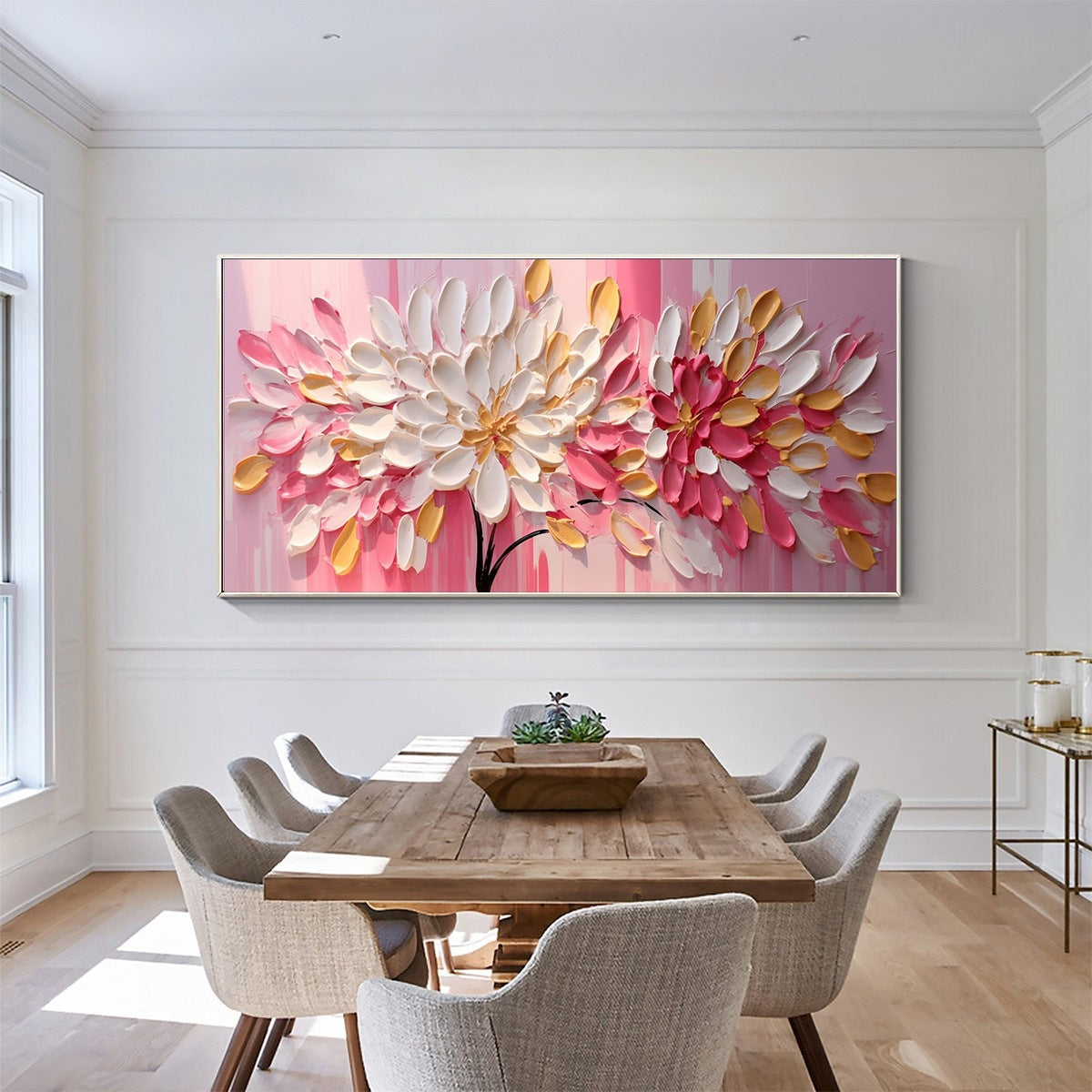 BLUSHING BLOOMS: Textured Impasto Floral Oil Painting - Image 2