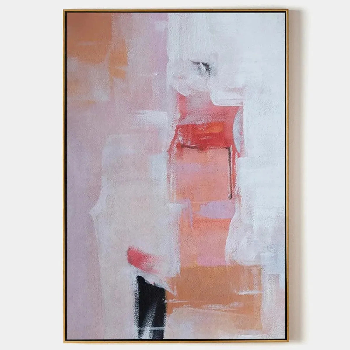 BLUSHING DAWN: Pink Abstract Painting, Textured Wall Art, Vertical Canvas, Minimalist Decor
