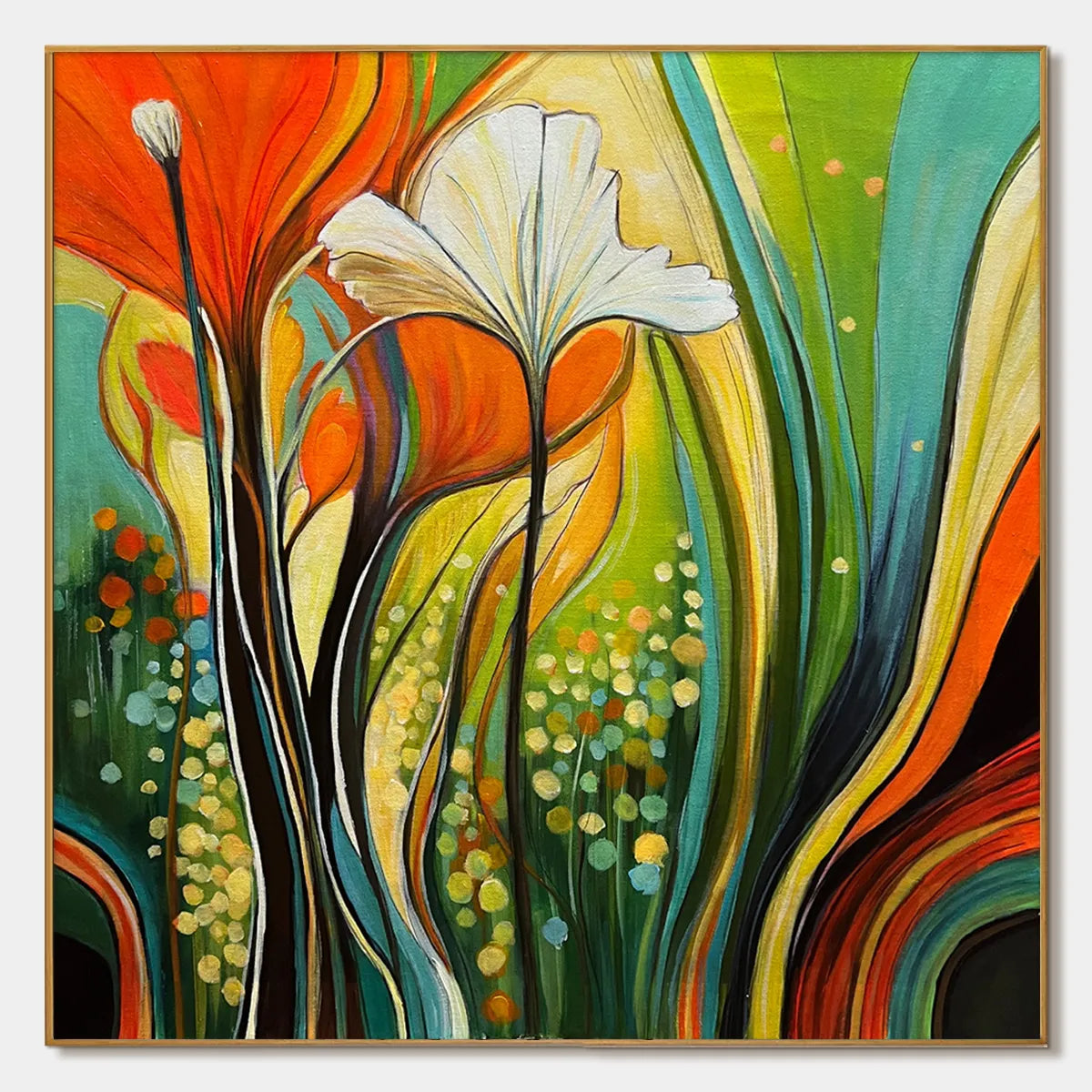 BOTANICAL SYMPHONY: Modern Abstract Floral Oil Painting