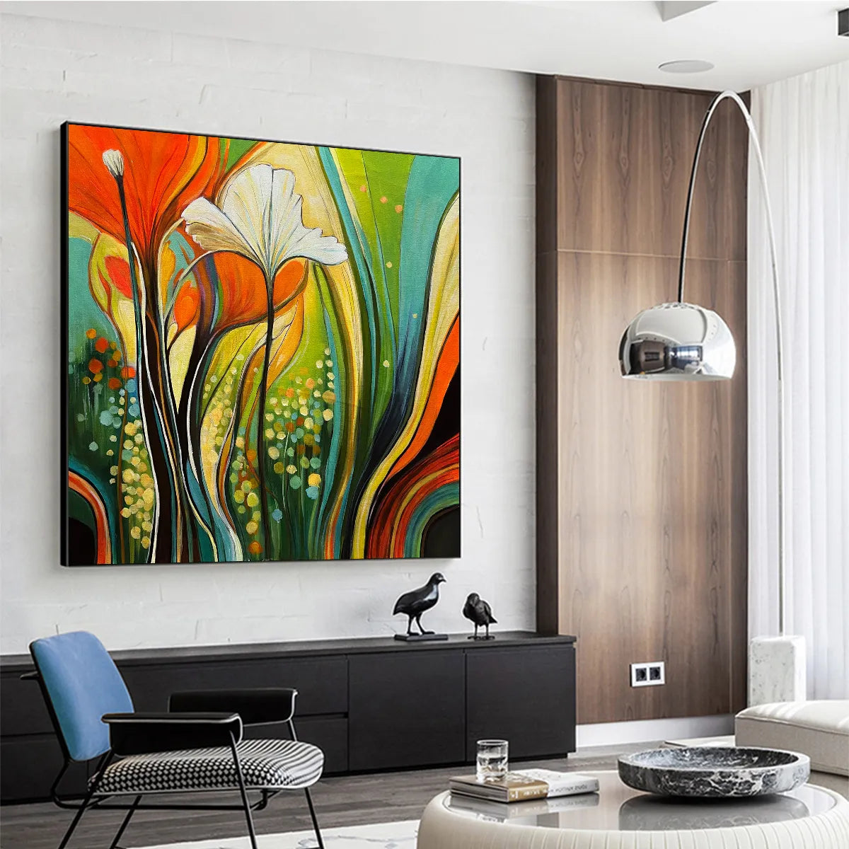 BOTANICAL SYMPHONY: Modern Abstract Floral Oil Painting - Image 2