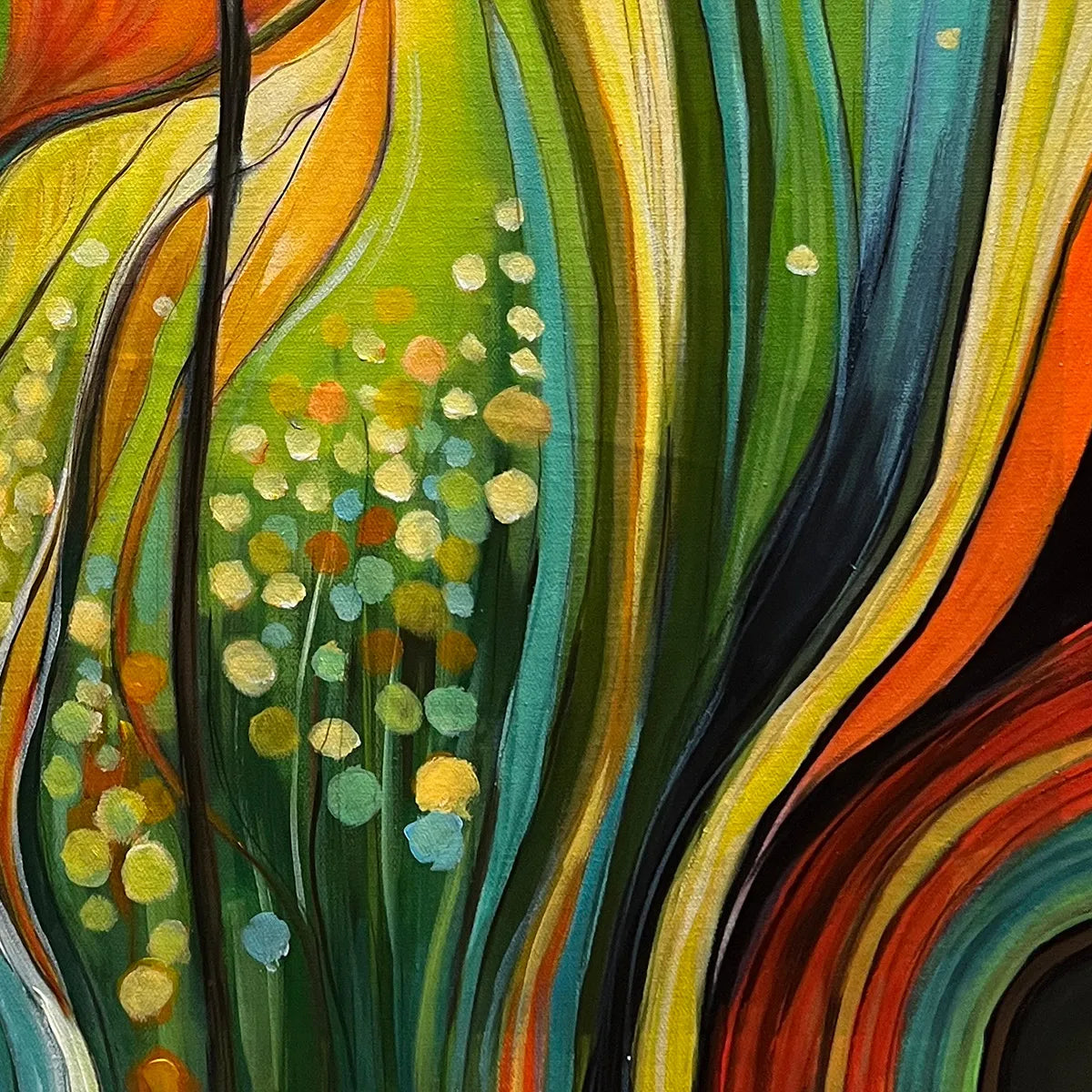 BOTANICAL SYMPHONY: Modern Abstract Floral Oil Painting - Image 3