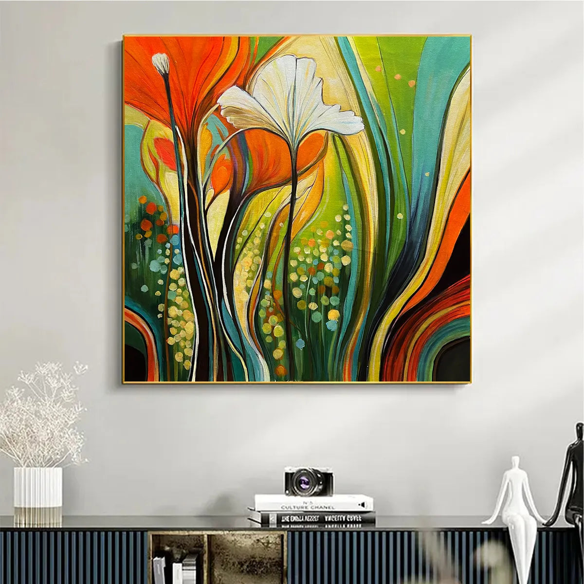 BOTANICAL SYMPHONY: Modern Abstract Floral Oil Painting - Image 4