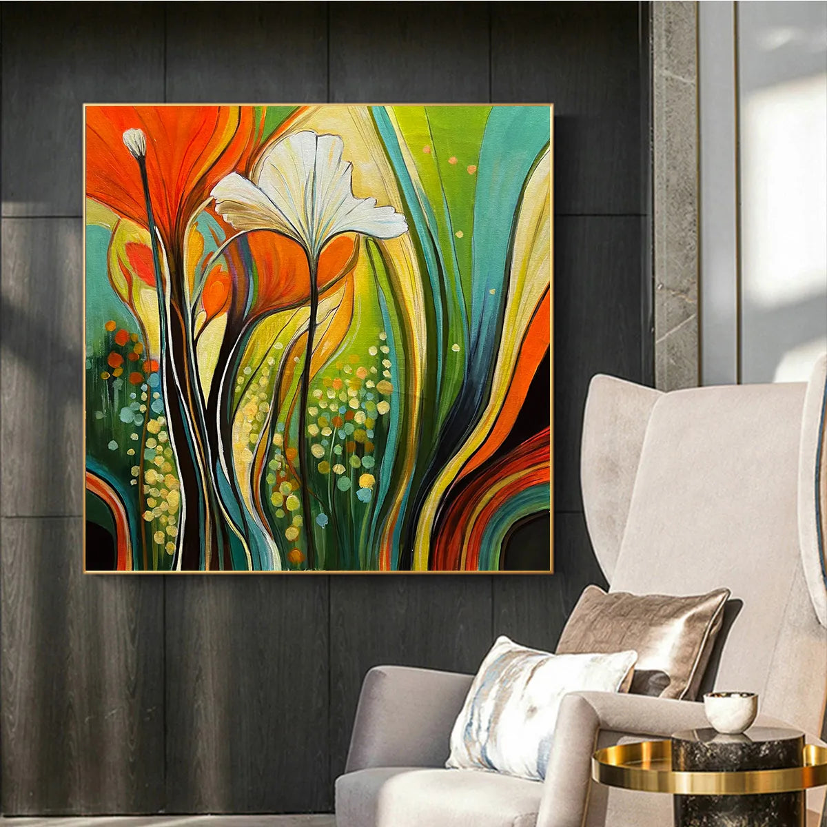 BOTANICAL SYMPHONY: Modern Abstract Floral Oil Painting - Image 5