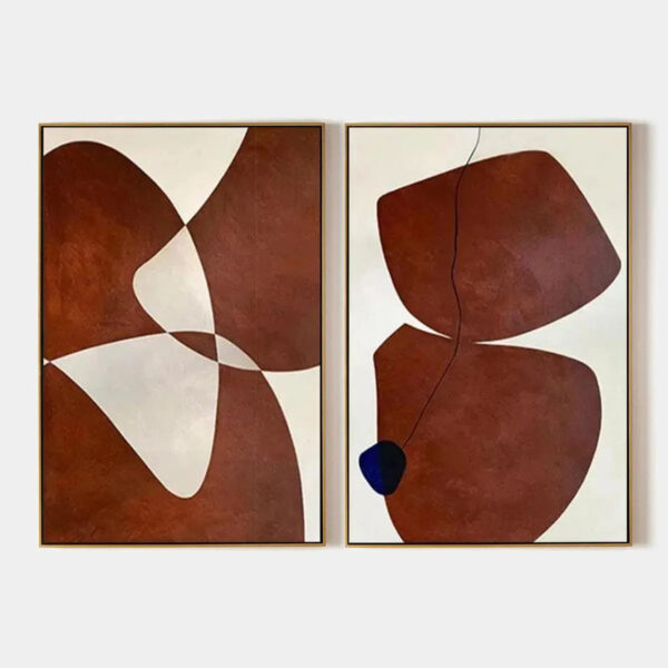 BROWN ABSTRACT DIPTYCH: Abstract Painting Set of 2, Vertical Wall Art
