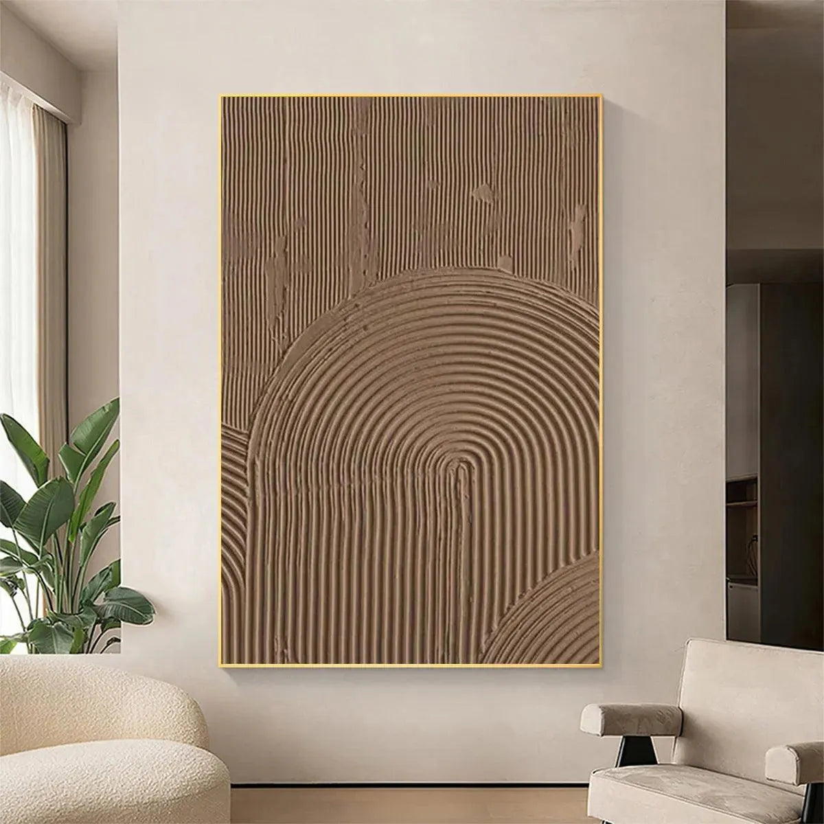 BROWN TEXTURED ARCH: Textured Abstract Painting in Brown - Image 2