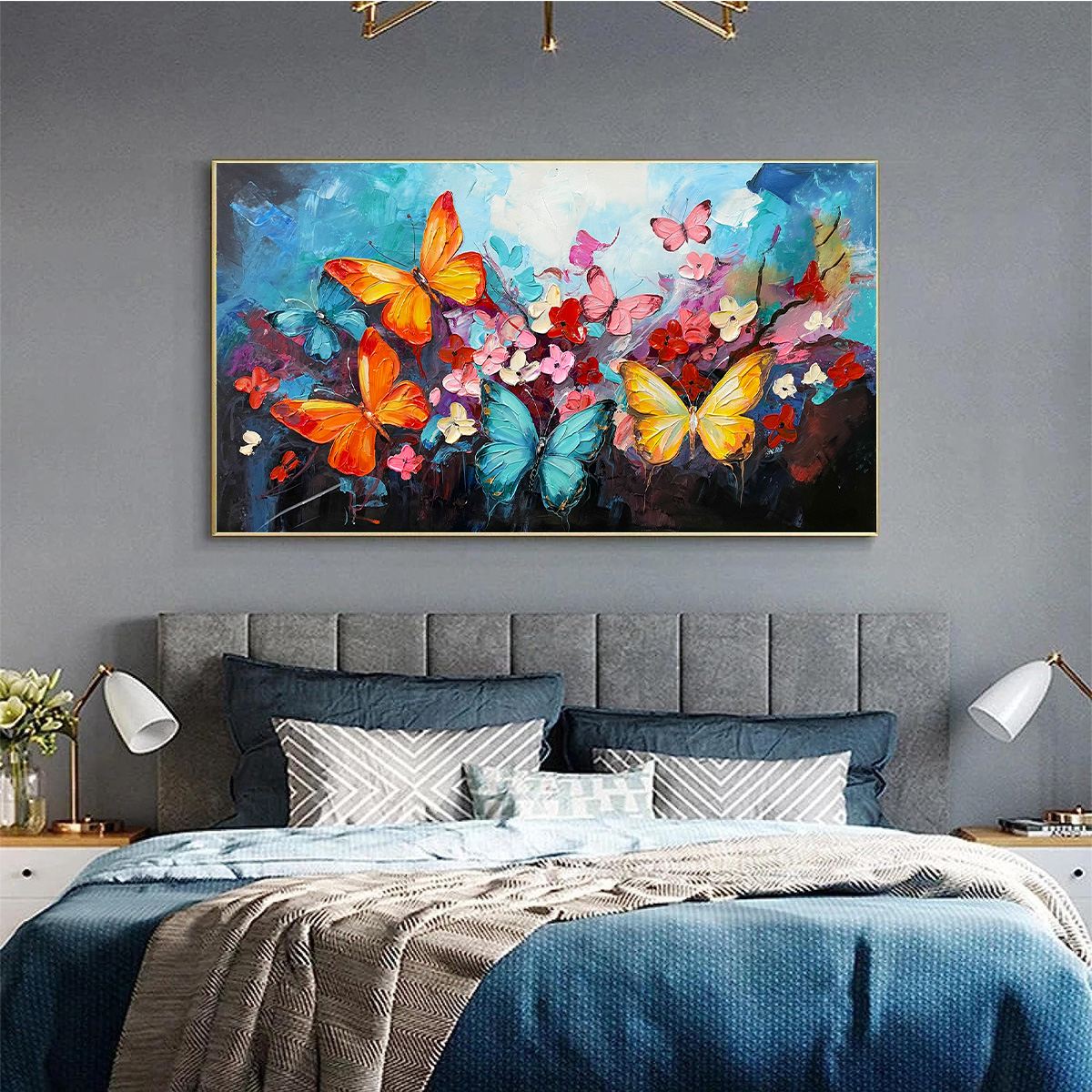 BUTTERFLY WALTZ: Colorful Butterfly and Floral Impasto Oil Painting - Image 7