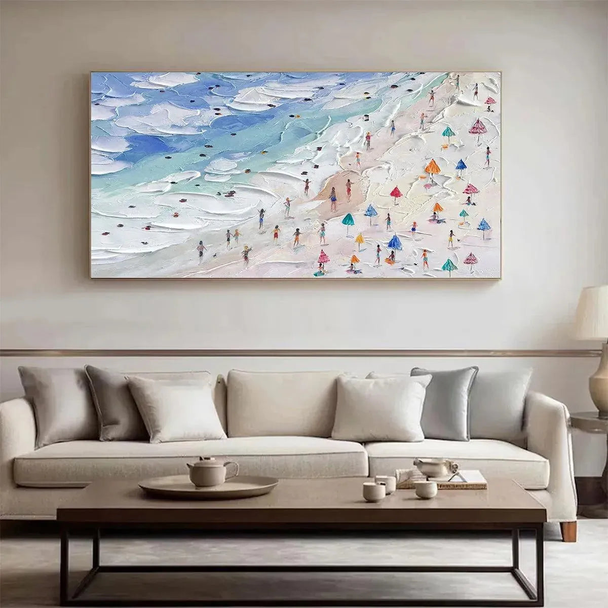 BEACH DAY VIBES: Textured Beach Scene Painting, Horizontal Wall Art - Image 8