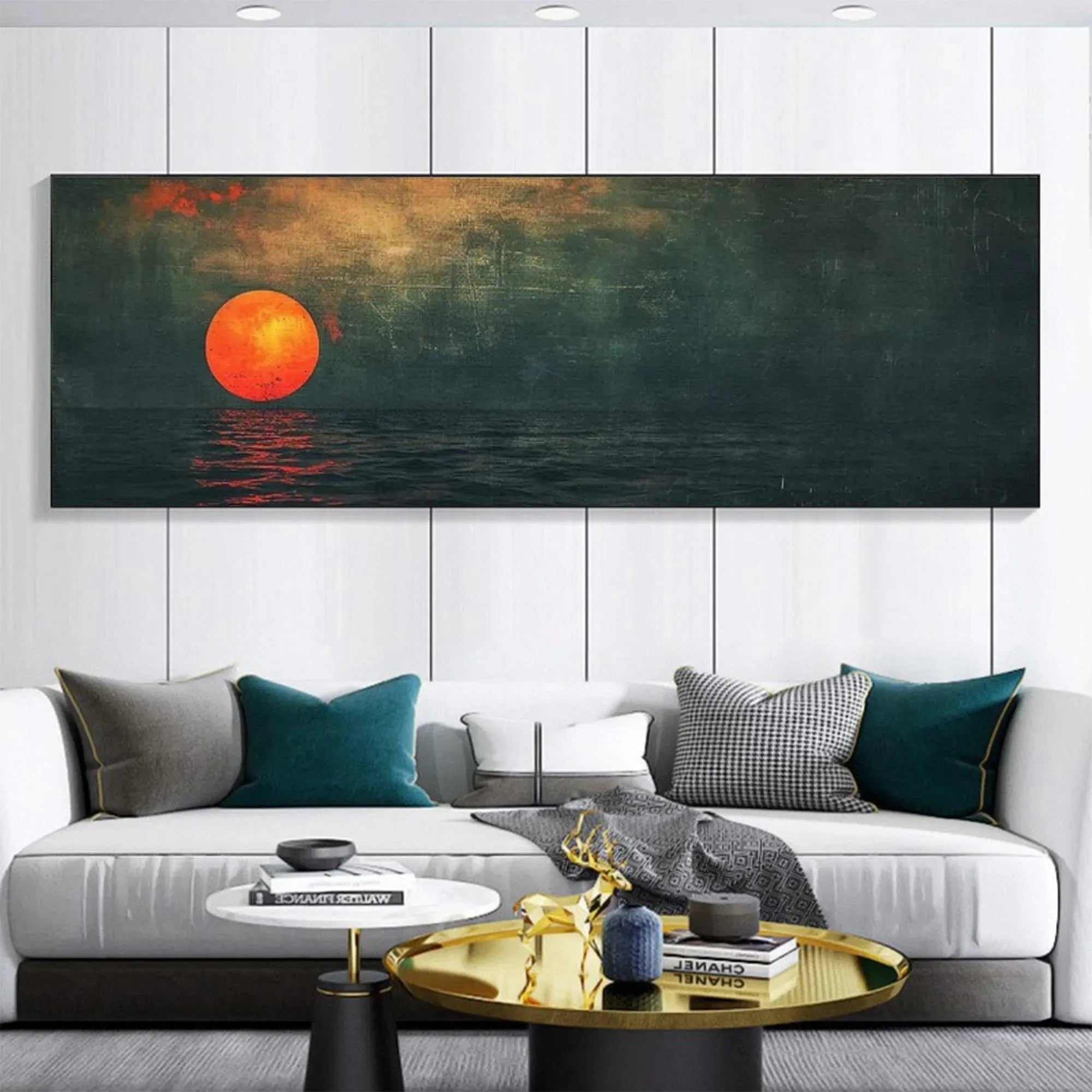 BLOOD MOON PANORAMIC: Sunset Painting, Panoramic Wall Art - Image 8