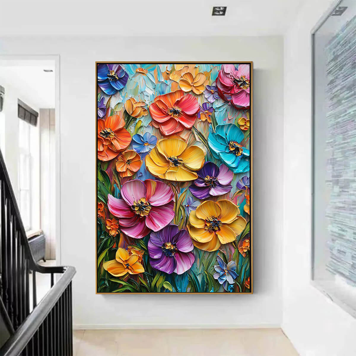 BLOOMING RHAPSODY: Colorful Impasto Floral Oil Painting - Image 2