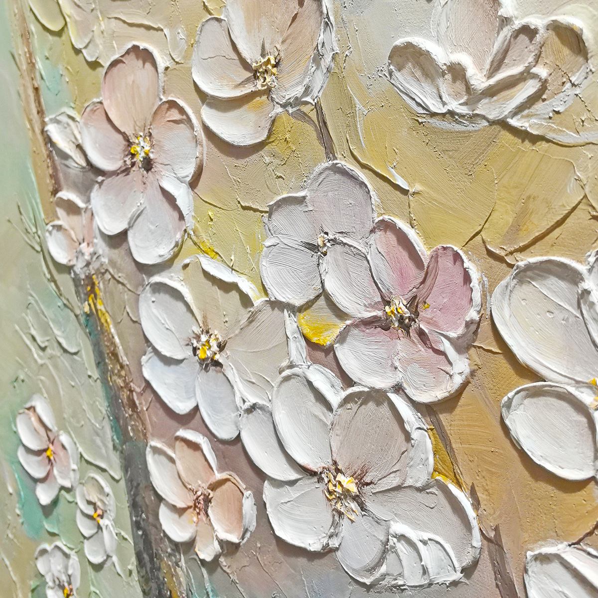 BLOSSOM SERENADE: Textured Impasto Cherry Blossom Painting - Image 3
