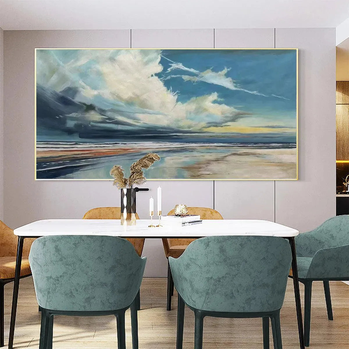 Blue Beachscape Oil Painting - Serene Coastal Decor - Image 8