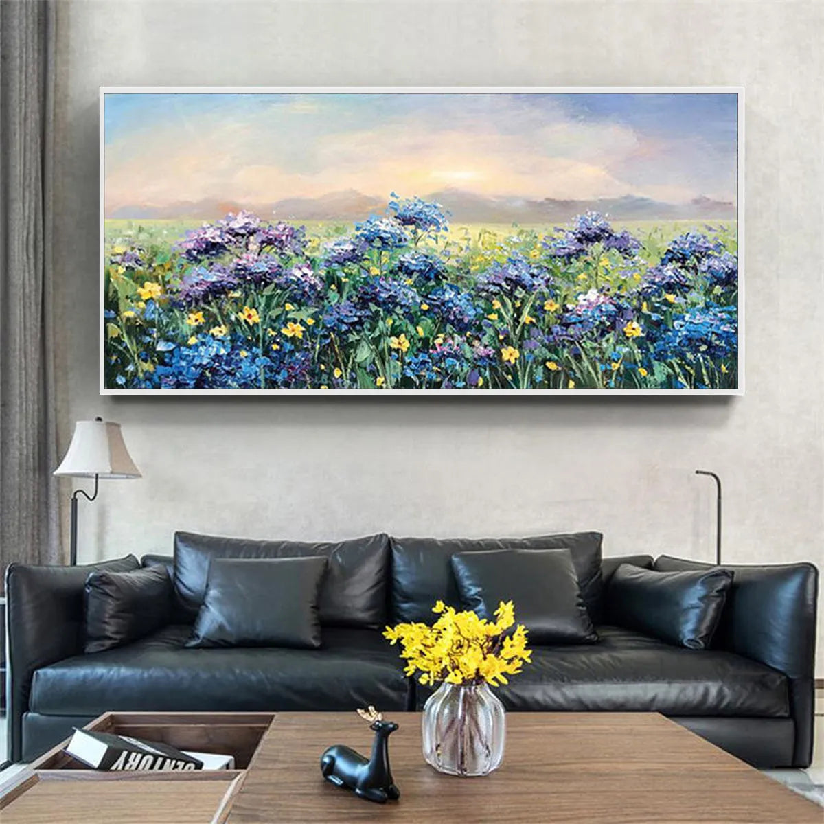 BLUE RIDGE DAWN: Landscape Oil Painting with Hydrangeas and Sunrise - Image 4