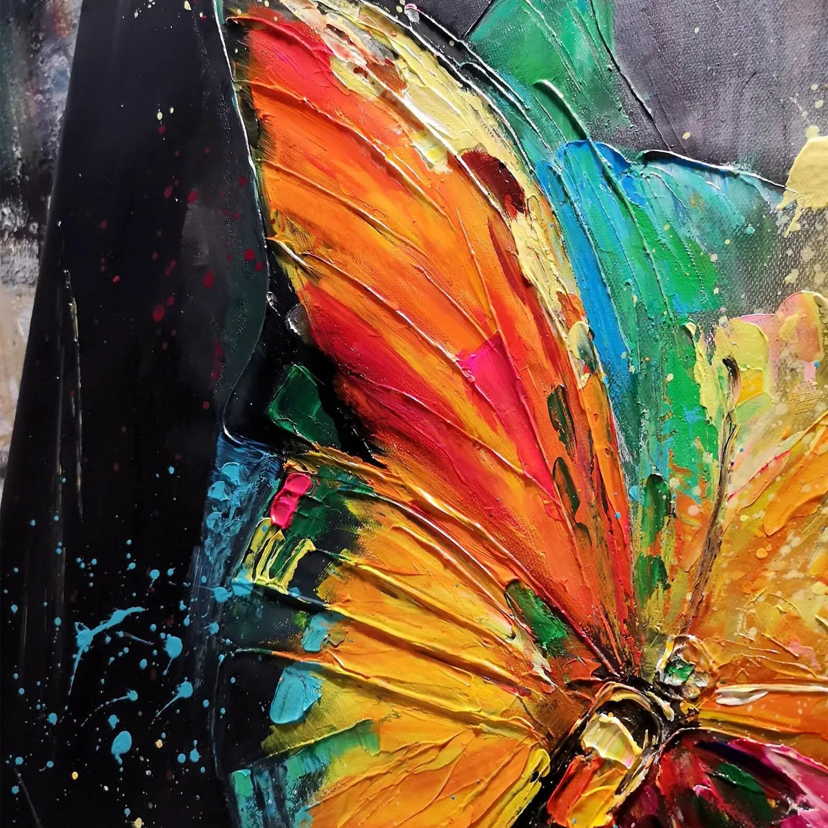 BUTTERFLY NEBULA: Colorful Butterfly Oil Painting on Canvas - Image 5