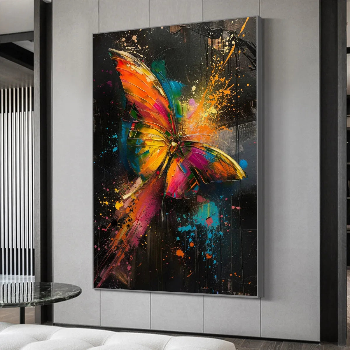 BUTTERFLY NEBULA: Colorful Butterfly Oil Painting on Canvas - Image 4