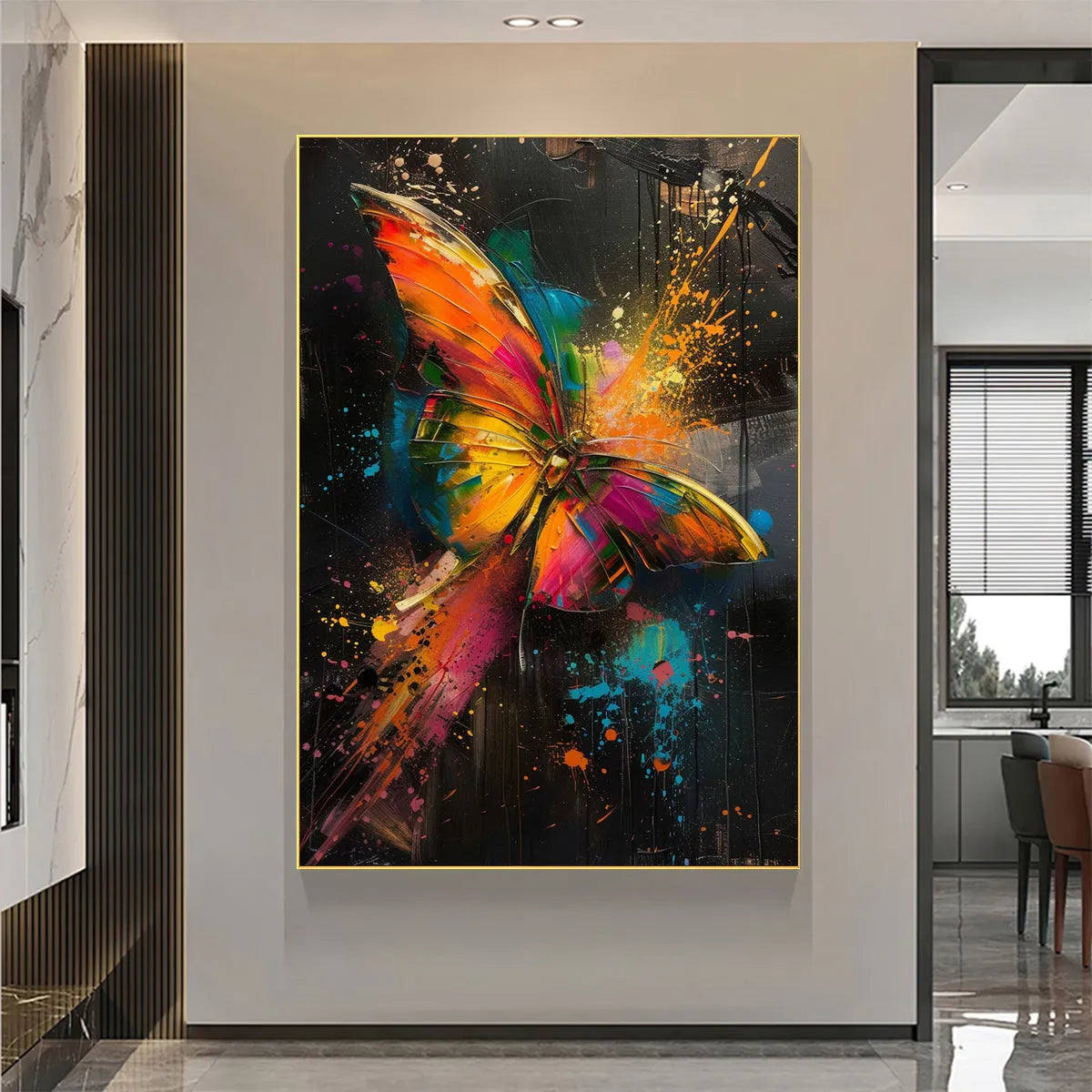 BUTTERFLY NEBULA: Colorful Butterfly Oil Painting on Canvas - Image 6